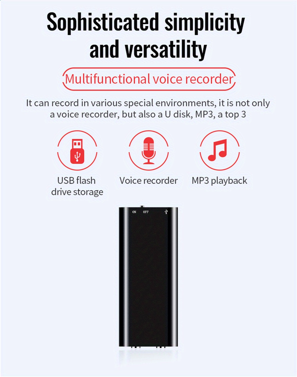 Grabadora digital de voz ultra compacta, de 8 GB