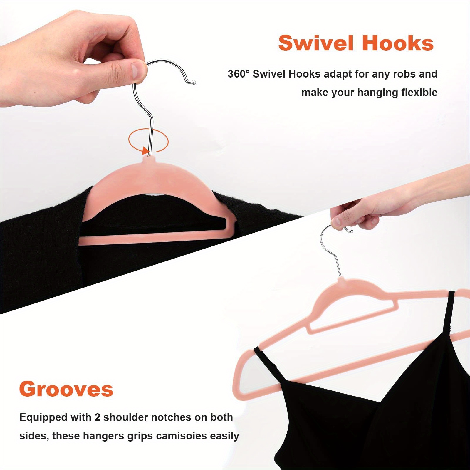 Velvet Hangers, Non-slip Hangers Swivel Hooks, Slim Space-saving Hangers, Velvet  Hangers For Closet, Heavy-duty Hangers - Temu