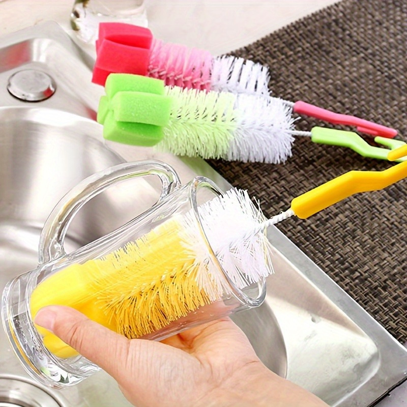 2-in-1 Kitchen Cup Scrubber And Glass Cleaner Brush - Perfect For Cleaning  Mugs, Bottles, And Sinks!