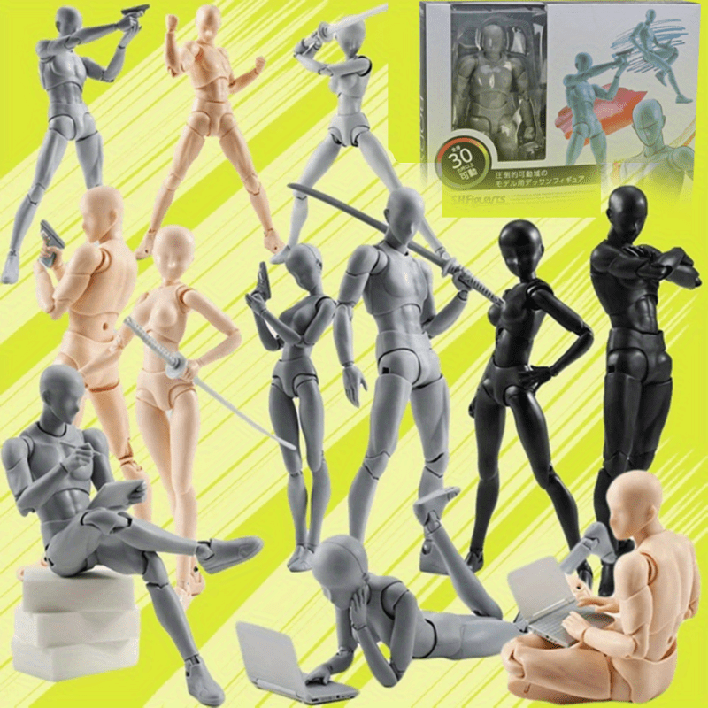 Action Figures PVC Model with Box Drawing Figure Models for  Artists(Female+Male,Black) - AliExpress