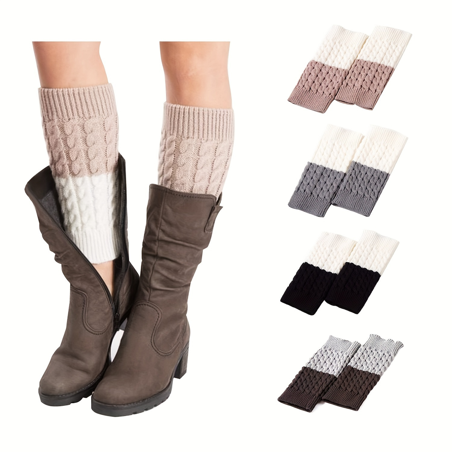 Long Leg Warmers Knitted Boot Cuffs Socks Stockings Boho Fair Isle Knee  High Boots Cuffs -  Canada