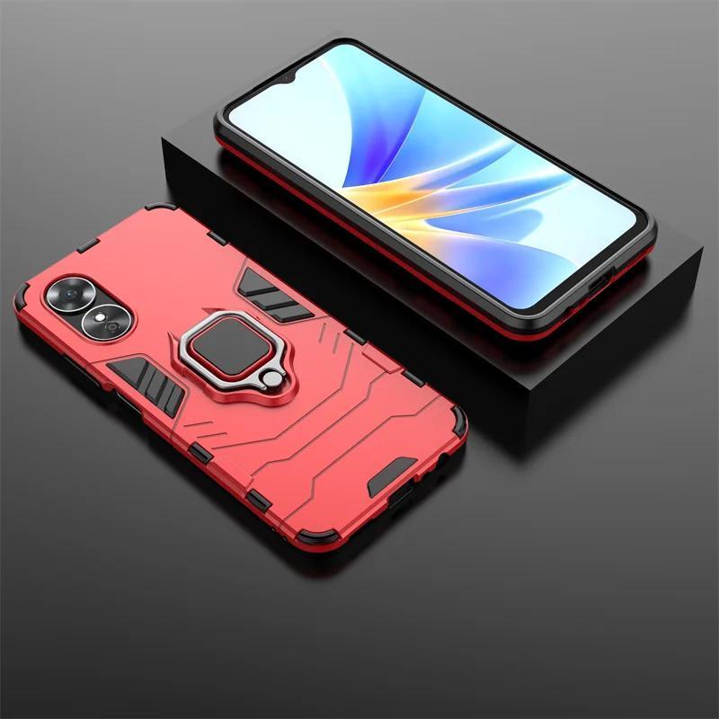 For OPPO A17 Case Protector Phone Cover For OPPO A17 Case Hard Rubber  Silicone Armor Finger Ring Cover For OPPO A17 Cover - AliExpress