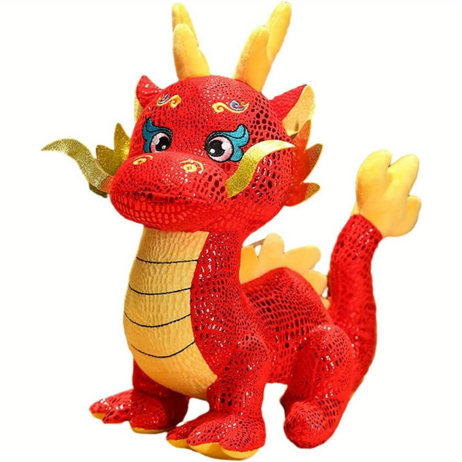 curfair 2024 Dragon Plush Zodiac Doll- Year of 2024 Dragon Mascot Plush  Doll Zodiac Dragon Stuffed Animal Doll Home New Year Decoration Gift Men A