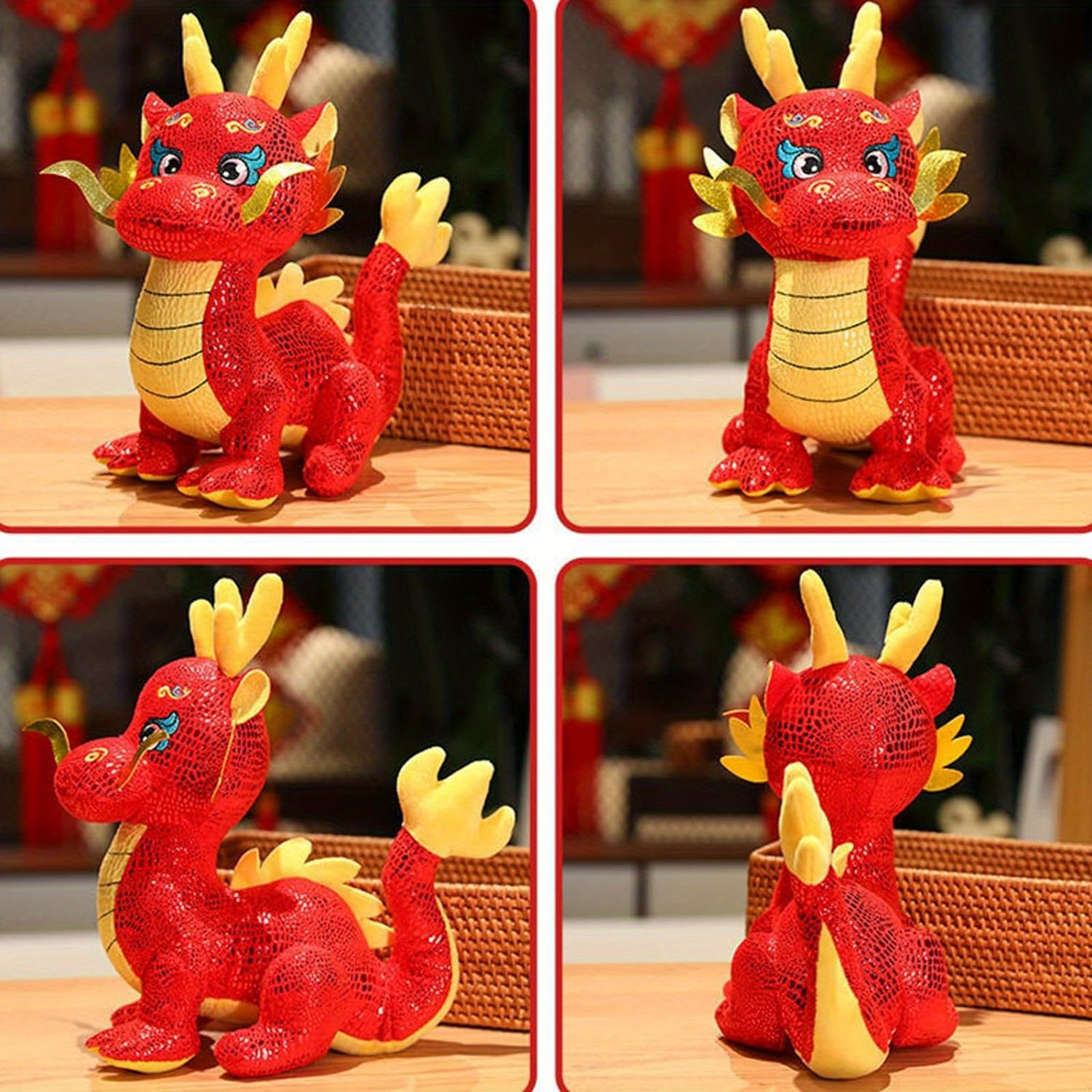 Happy Chinese New Year 2024 Dragon Plush Dolls Soft Pillow Home
