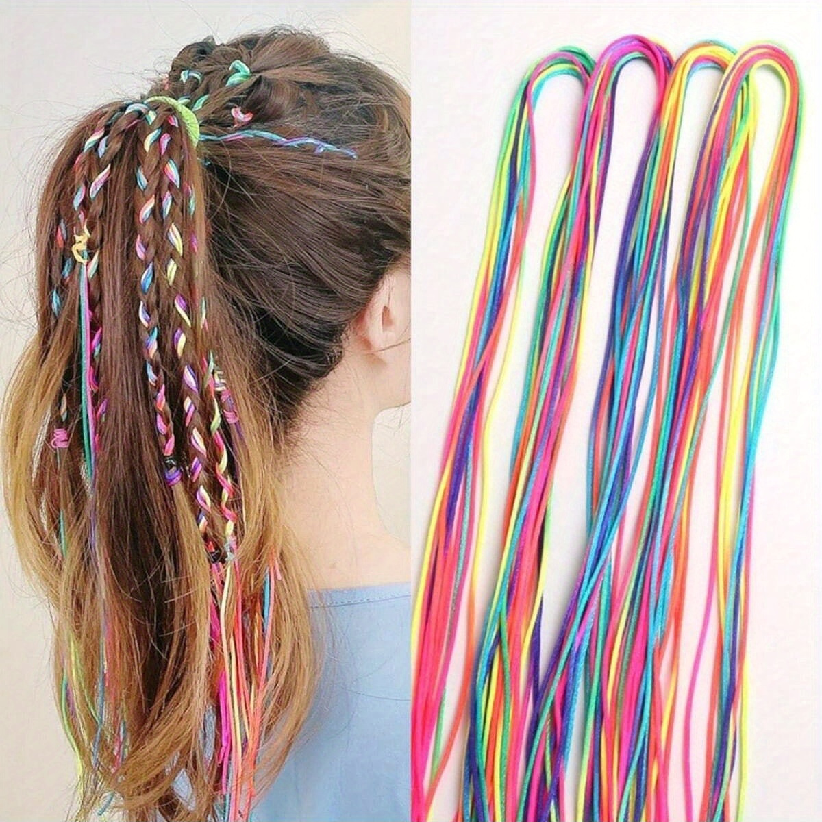 Colorful Elastic Hair Wrap String Braids Hair Rope Braiding - Temu Canada