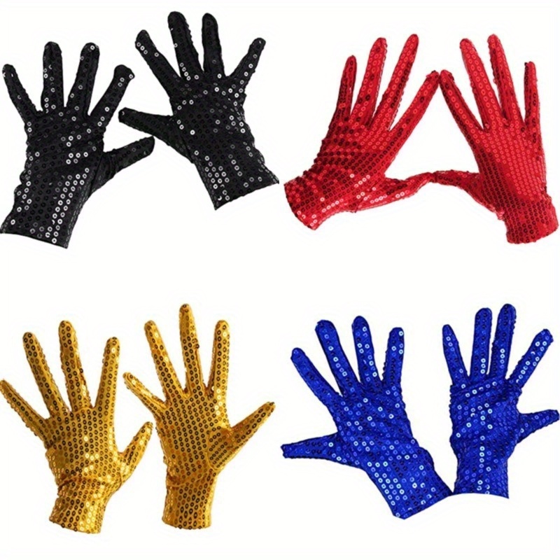 

1pair Costume Dress Up Dance Sequin Gloves Performance Nightclub Dancing Sequin Gloves Cosplay Party Show Accessories