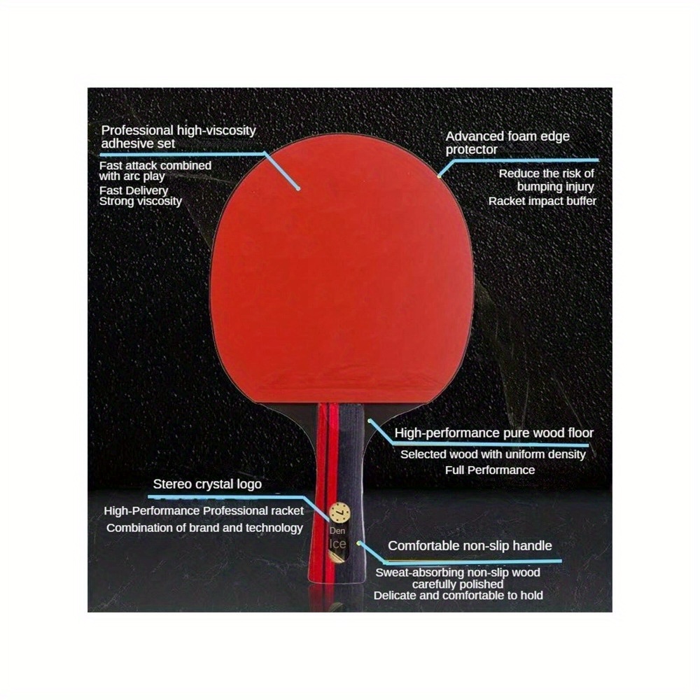 Pala de Ping Pong Profesional Raqueta Ping Pong, 9 Capas de Madera