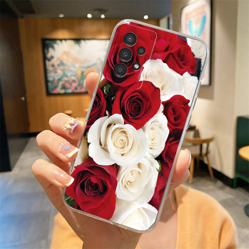 TEMU Phone Case - Tpu Phone Cover Designed For For Models, Featuring A Romantic Rose Pattern And Anti-fall Protection
