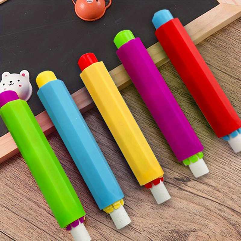 Lot de 5 stylos à craie colorés, sans poussière, avec porte-craie