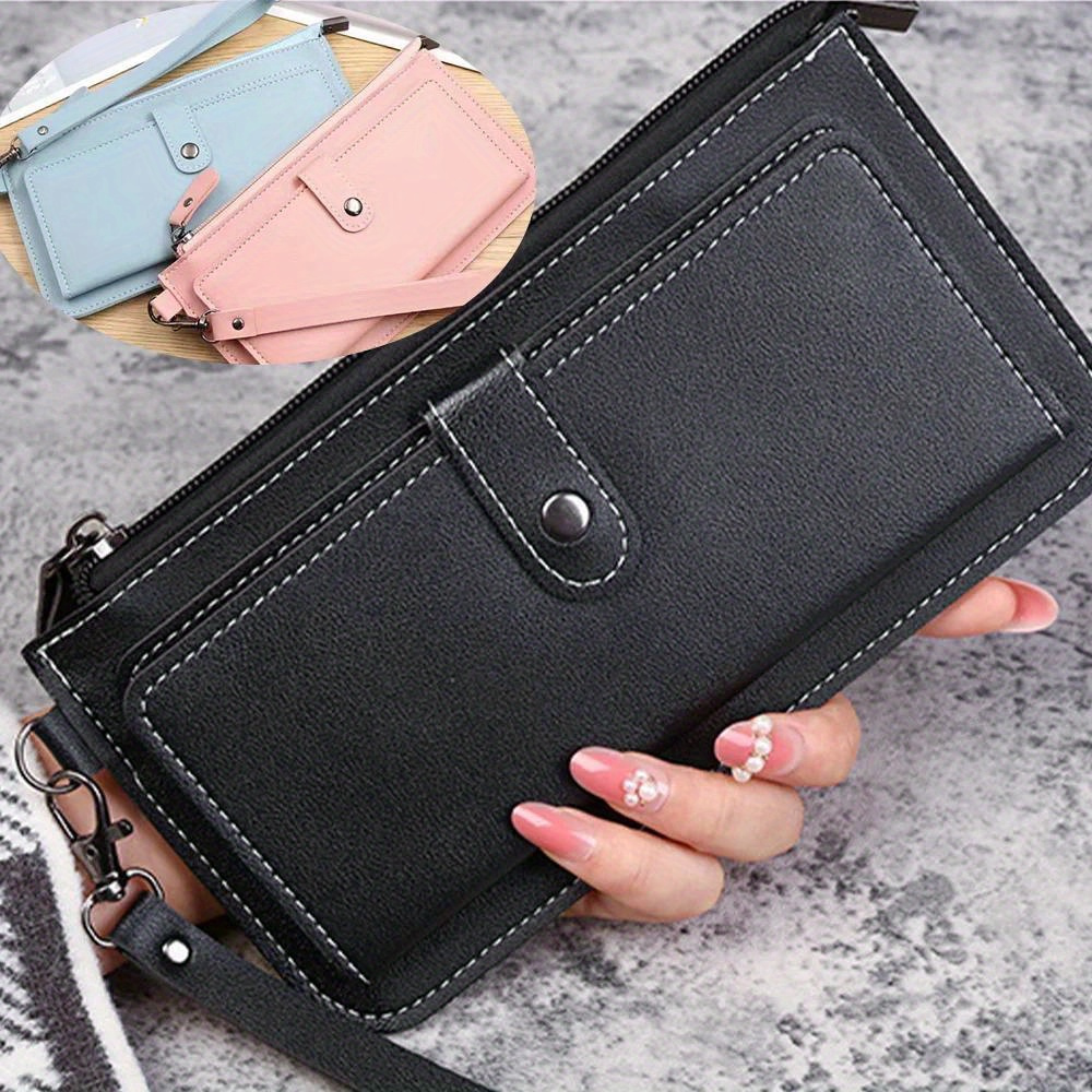 Cartera Retro para mujer, monedero largo multifuncional con