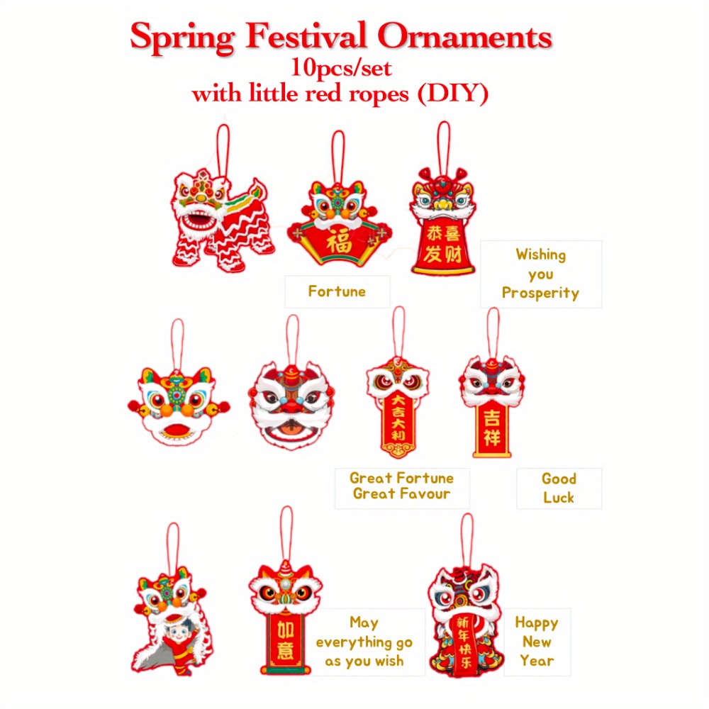 10pcs Set Spring Festival Decorative Festive Ornaments Lion Dance 