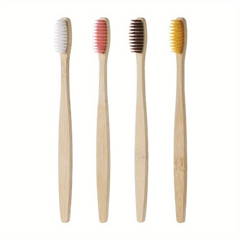 10pcs Bamboo Toothbrush Set, Eco-Friendly Single Cowhide Wrapped, Natural