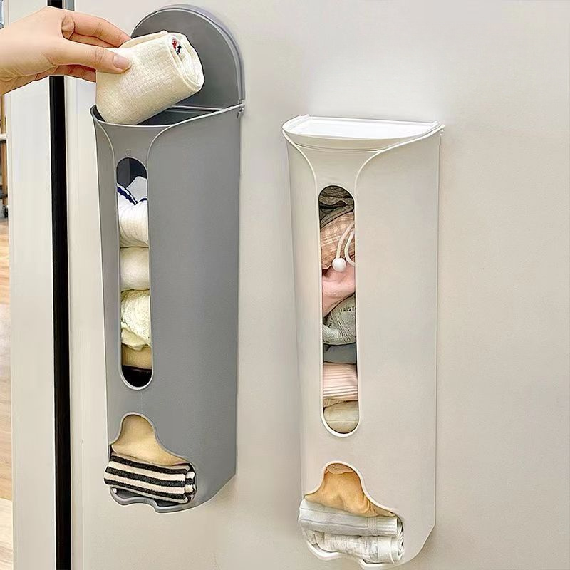Creative Wall-mounted Trash Bag Organizer Grocery Bag Dispenser Storage Box  With Lid Extractable Socks Plastic Box Collector - AliExpress