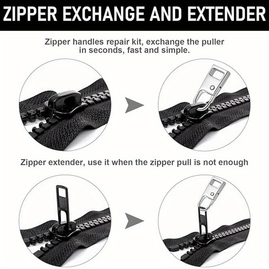 5 Pcs zipper pull extension Zipper Repair Kit zipper slider