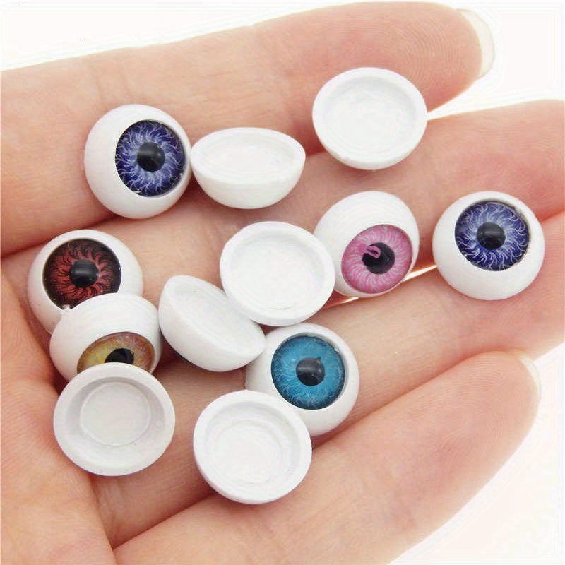 

100pcs 12mm Half Round Doll Eyes For Diy Crafts - Acrylic Eyeballs For Dolls, , Halloween