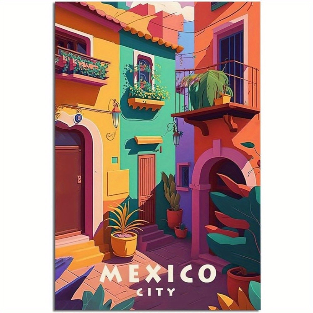 Mexico Posters Vintage Temu - Travel Building Painting Canvas