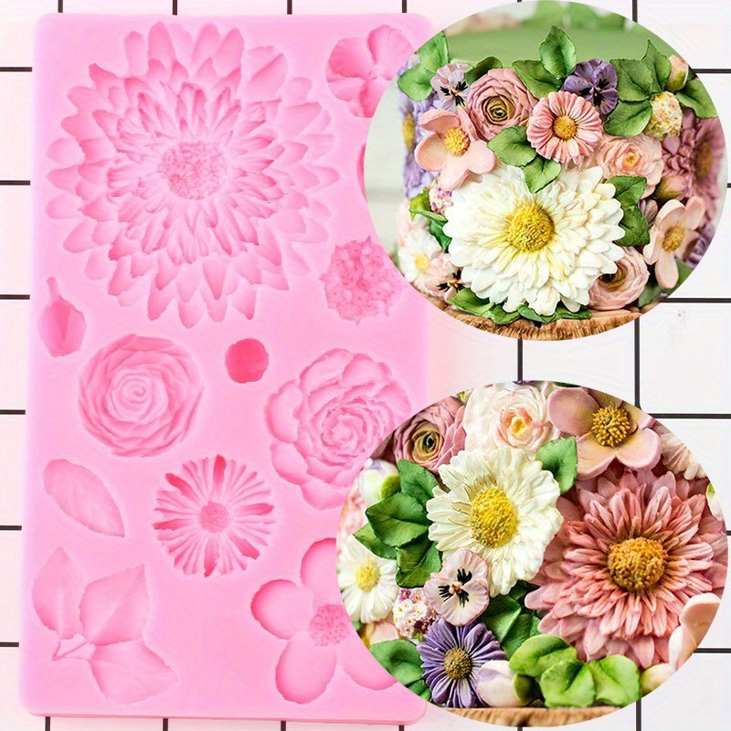 Rose Flowers Silicone Mold Polymer Clay Crafts DIY Cake Border Decoration  1pc Se