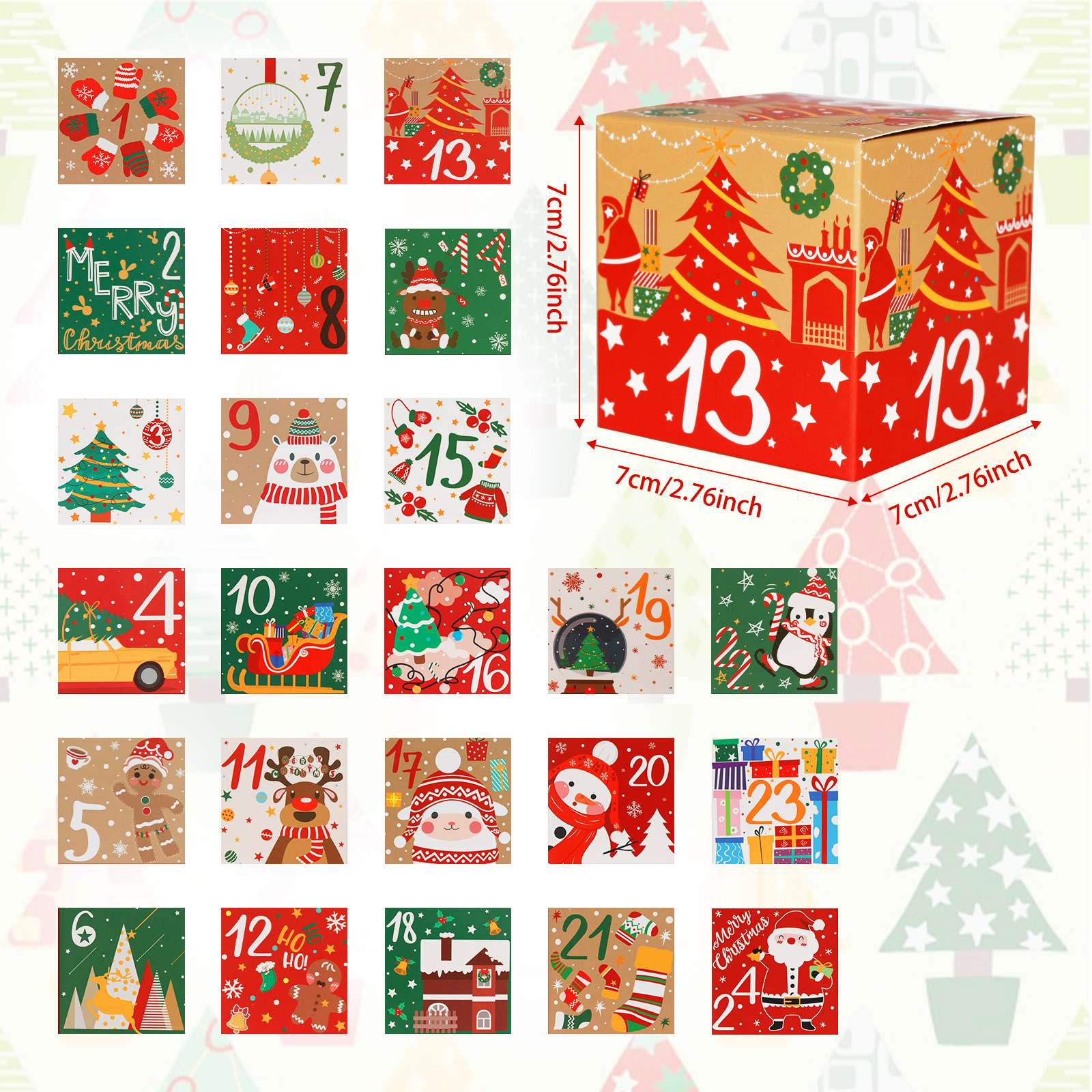 Naler Cajas de calendario de Adviento de Navidad, cuenta regresiva para  Navidad, cajas de regalo vacías para rellenar para decoraciones navideñas  de