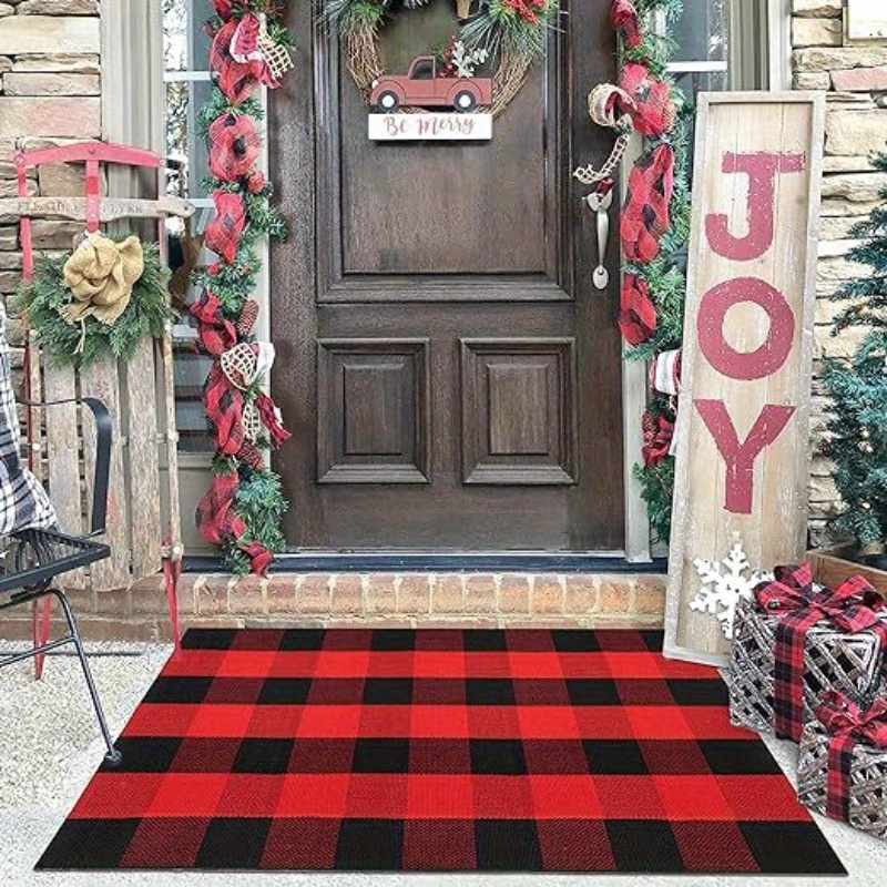 Kitchen Rug Sets 2 Piece Non-Slip Kitchen Mats and Rug Red Merry Christmas  Tree Bright Country Winter Farmhouse Decorative Area Runner Rubber Backing