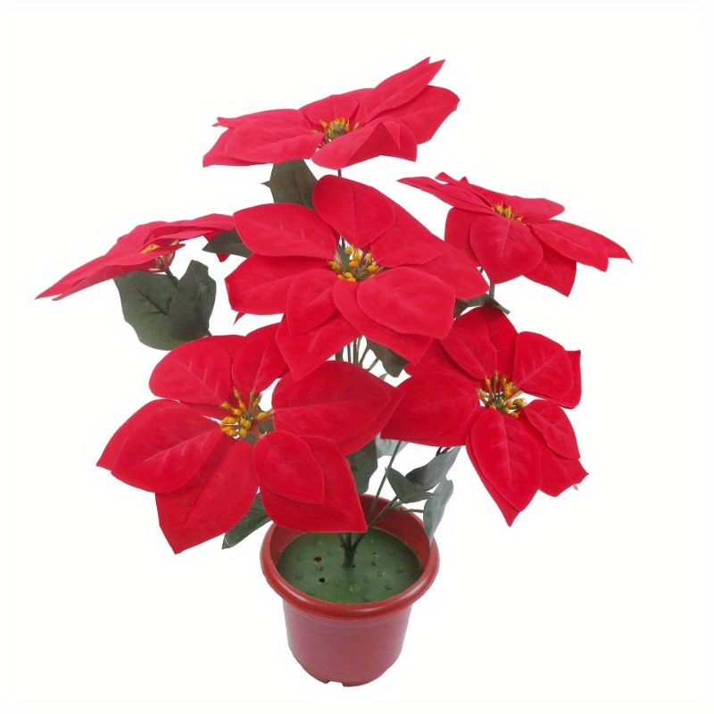 4Pcs Artificial Poinsettia Bushes Poinsettias Artificial Christmas