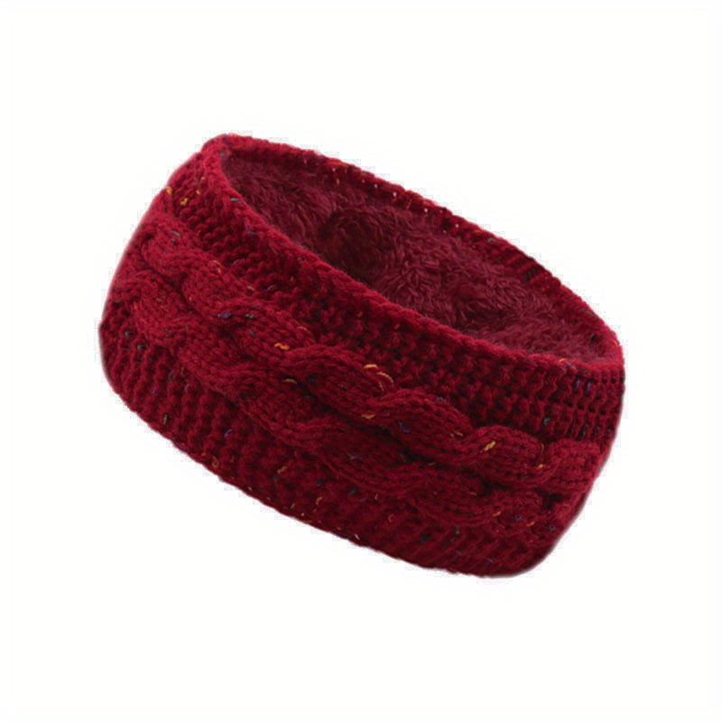 Thickened Fleece Ribbed Knit Headband Solid Color Coldproof - Temu