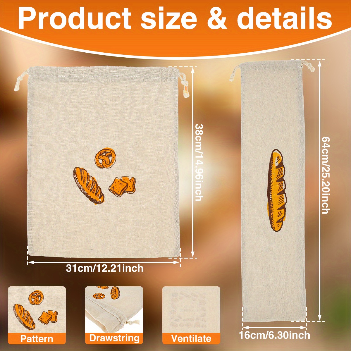 Storage Bag Breathable Durable Extra Large Bread Drawstring Bags