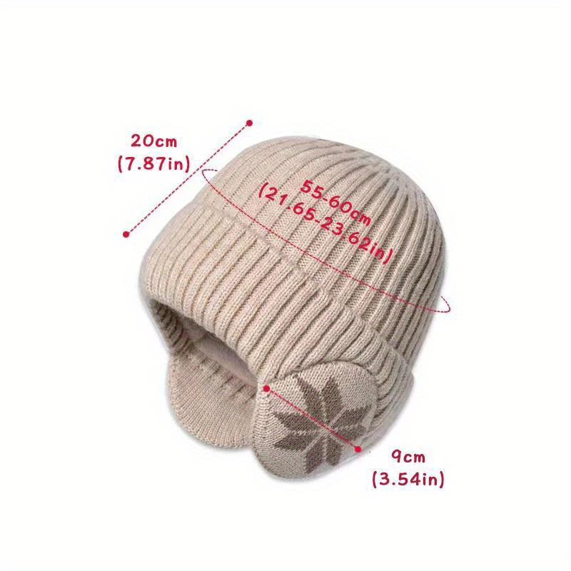 Winter Knitted Beanie Hat Velvet Lined Ear Protection Warm Hat