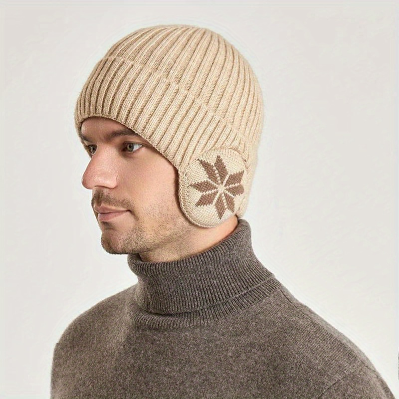 Winter Knitted Beanie Hat Velvet Lined Ear Protection Warm Hat