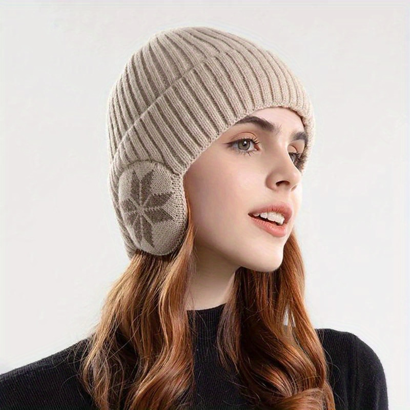 Winter Knitted Beanie Hat Velvet Lined Ear Protection Warm Hat