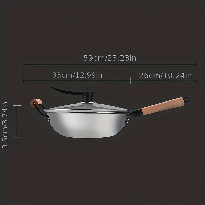 1pc, Wok With Lid (11.02''), Non-stick Cooking Wok, Classic Traditional  Cooking Wok, Kitchen Utensils, Kitchen Accessories