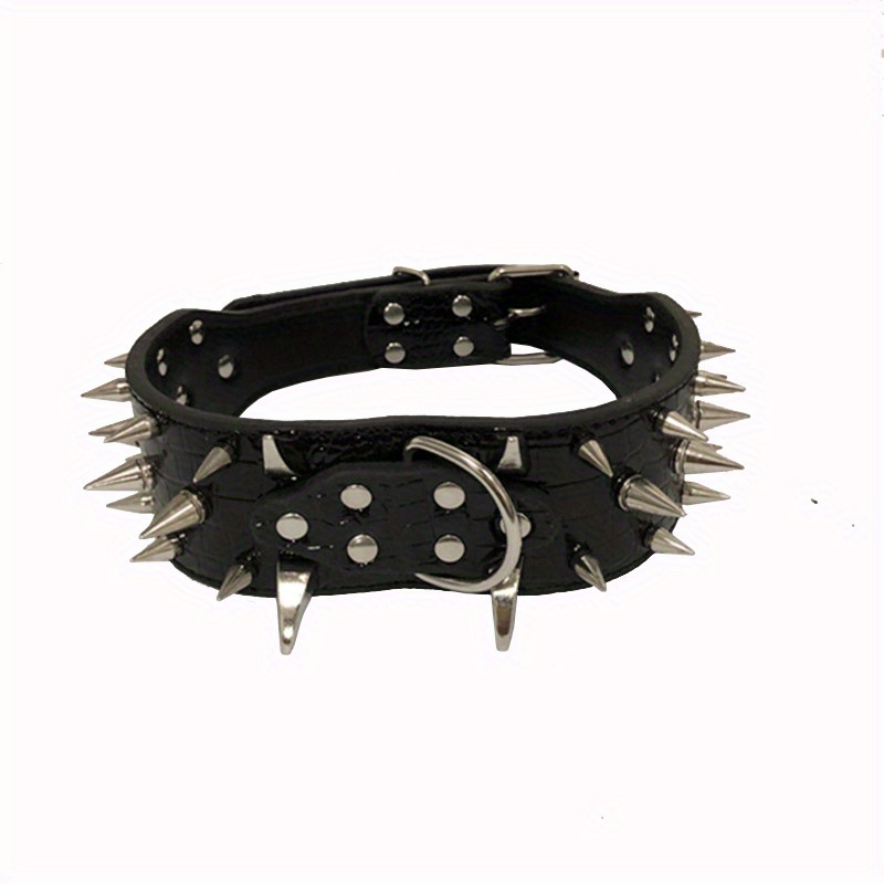 Spiked Studded Pu Leather Dog Collar For Medium And Large Dogs