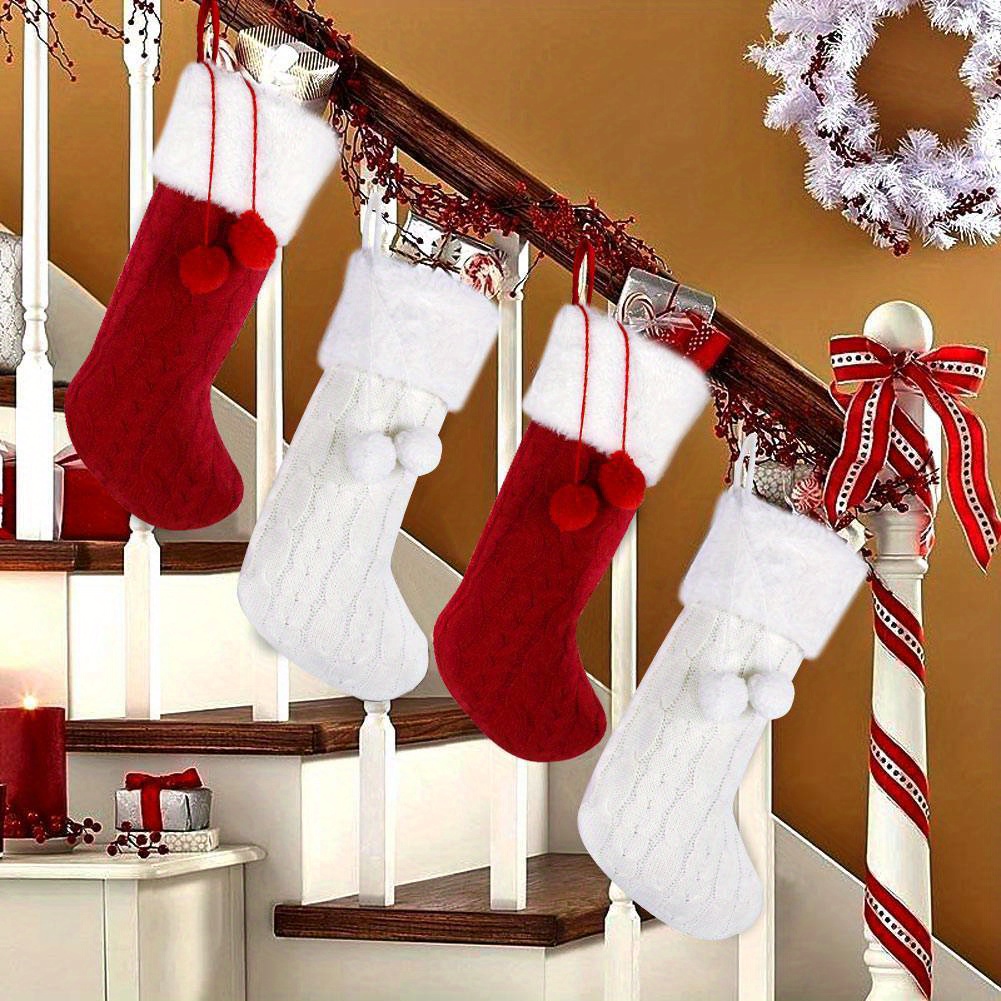 Knit Christmas Stockings Christmas Stockings knitted Xmas - Temu