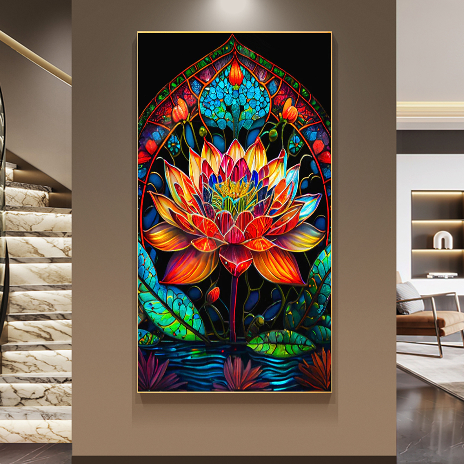 YALKIN Abstract Lotus Flower Diamond Painting Pack for Adults