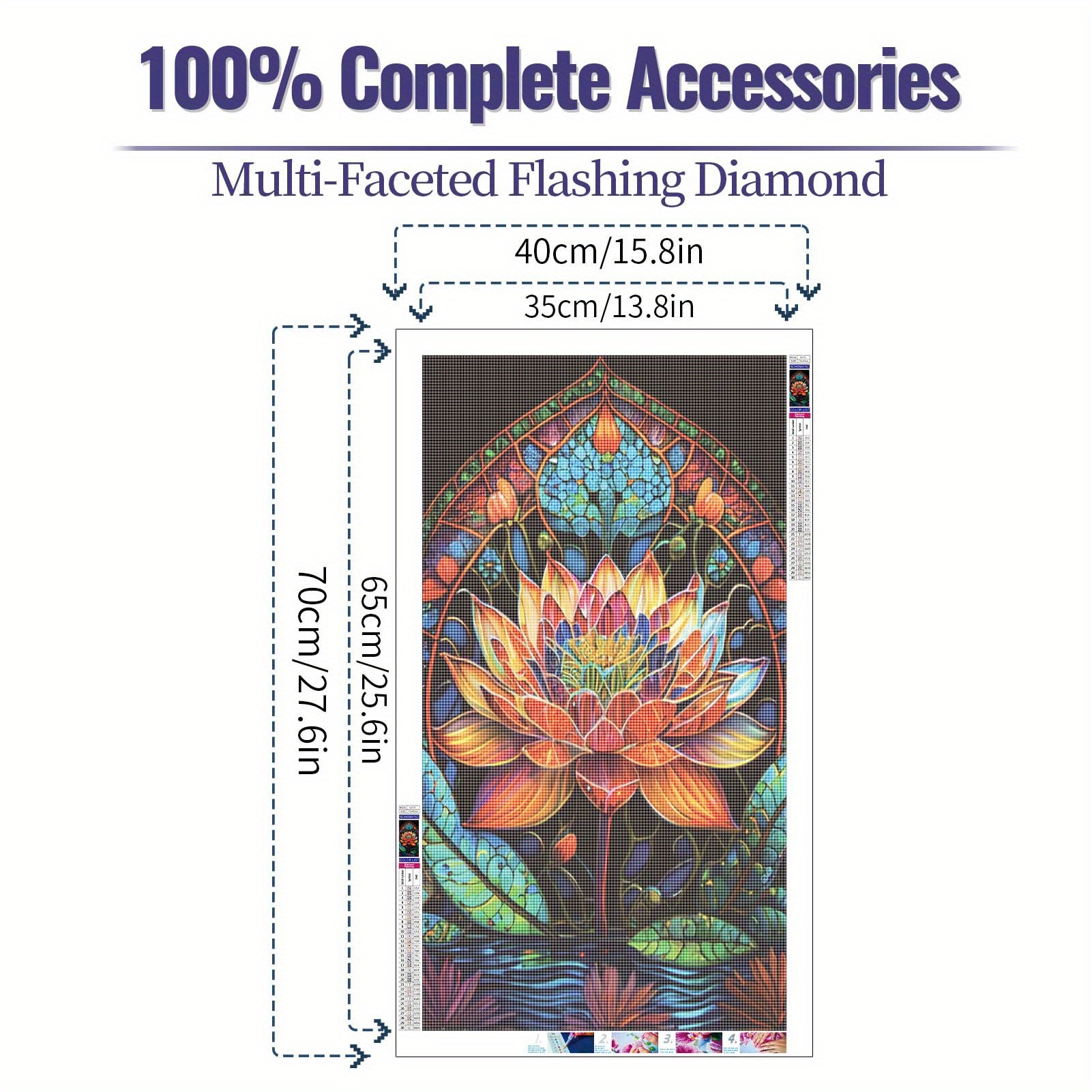5d Diy Large Diamond Painting Kits Adult Lotus Flower Round - Temu
