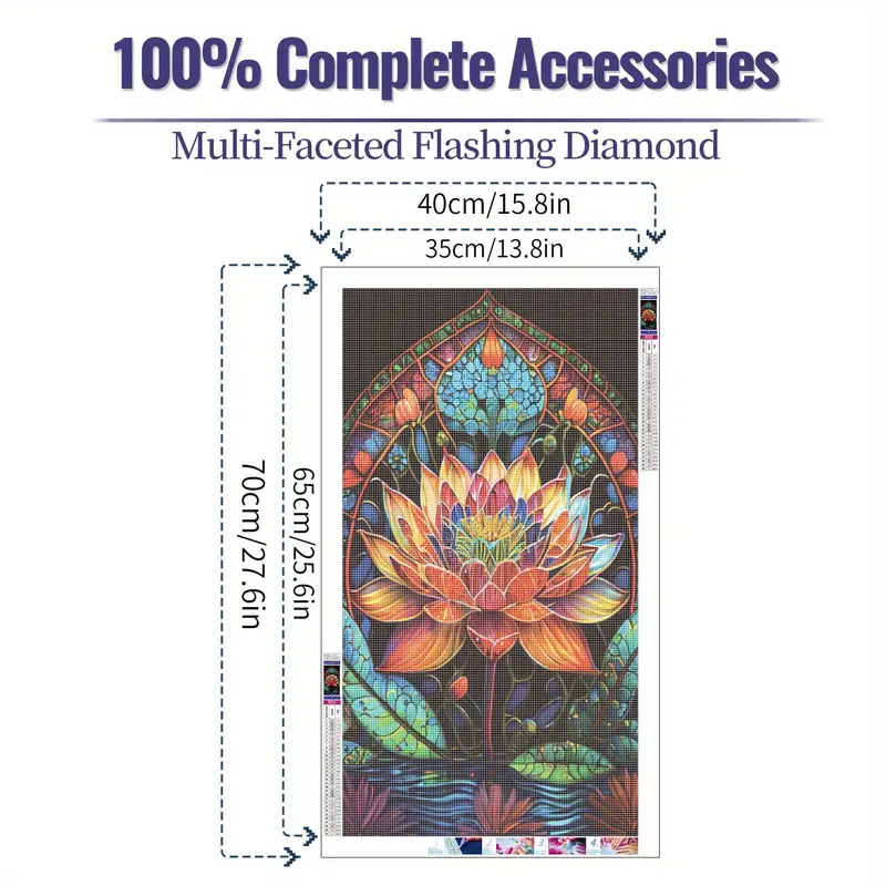 5d Diy Large Diamond Painting Kits Adult Lotus Flower Round - Temu