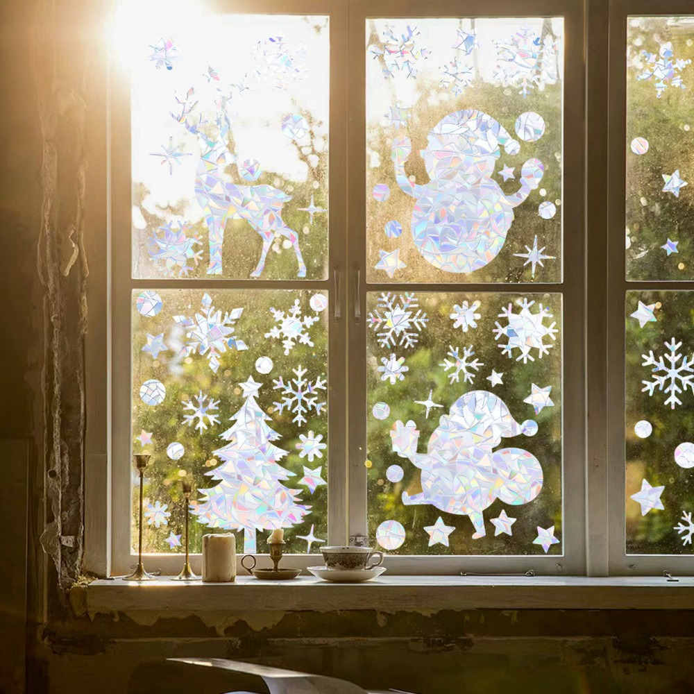 Christmas Window Clings Christmas Snowflake Stickers Glass - Temu