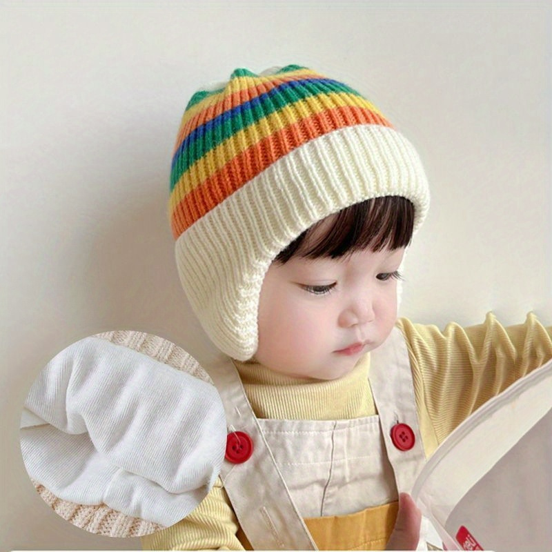 Chapeau en laine pour enfants, bonnet d'oreille chaud pour bébé garçon et  fille, mignon, boule de laine, tout à la mode, 2-8 ans, hiver - AliExpress