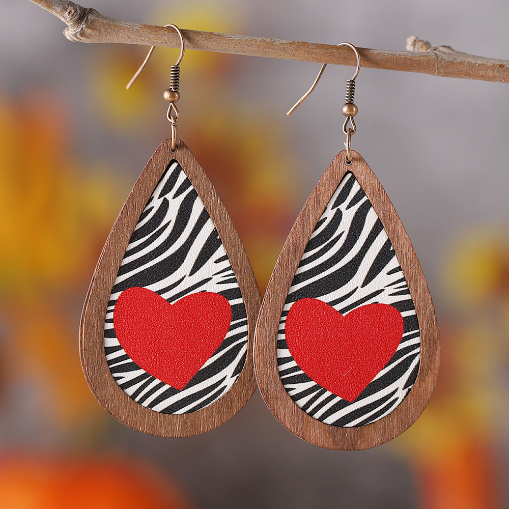 Red Heart Design Long Dangle Earrings Simple Cute Style - Temu