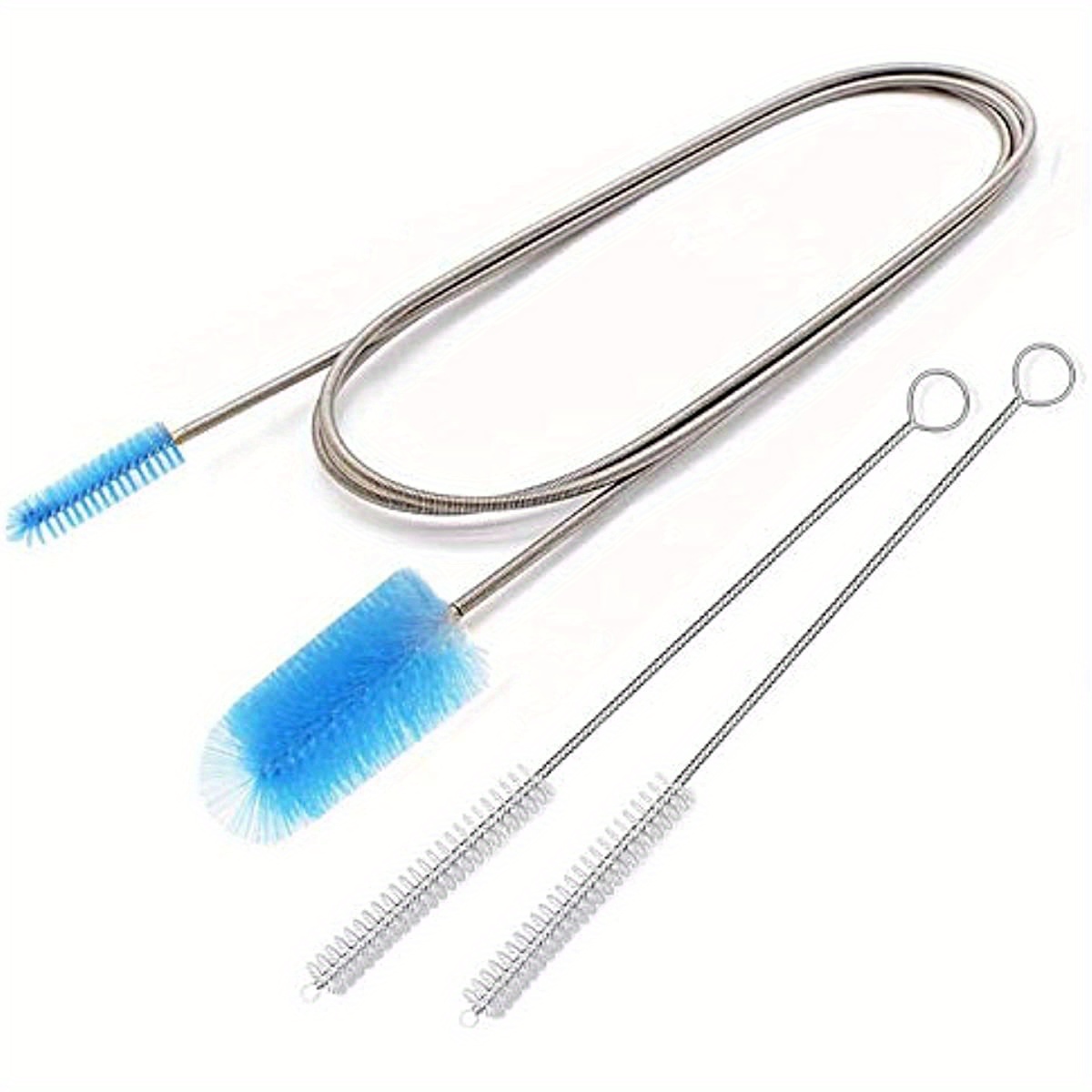 3pcs/set Flexible Drain Brush Set, Nylon Cleaner Double Ended Hose Pipe 67inch And 2pcs 8.2inch Straw Cleaning Brush