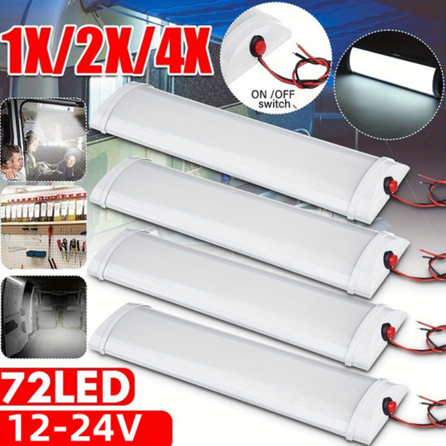 2 STKS 60 Inch Witte LED Truck Bed Lights Strip Kit, Decoratie Verlichting  Bar Voor Cargo Pick-up Trucks Tonneau Cover Van SUV RV Boot, W/ Aan