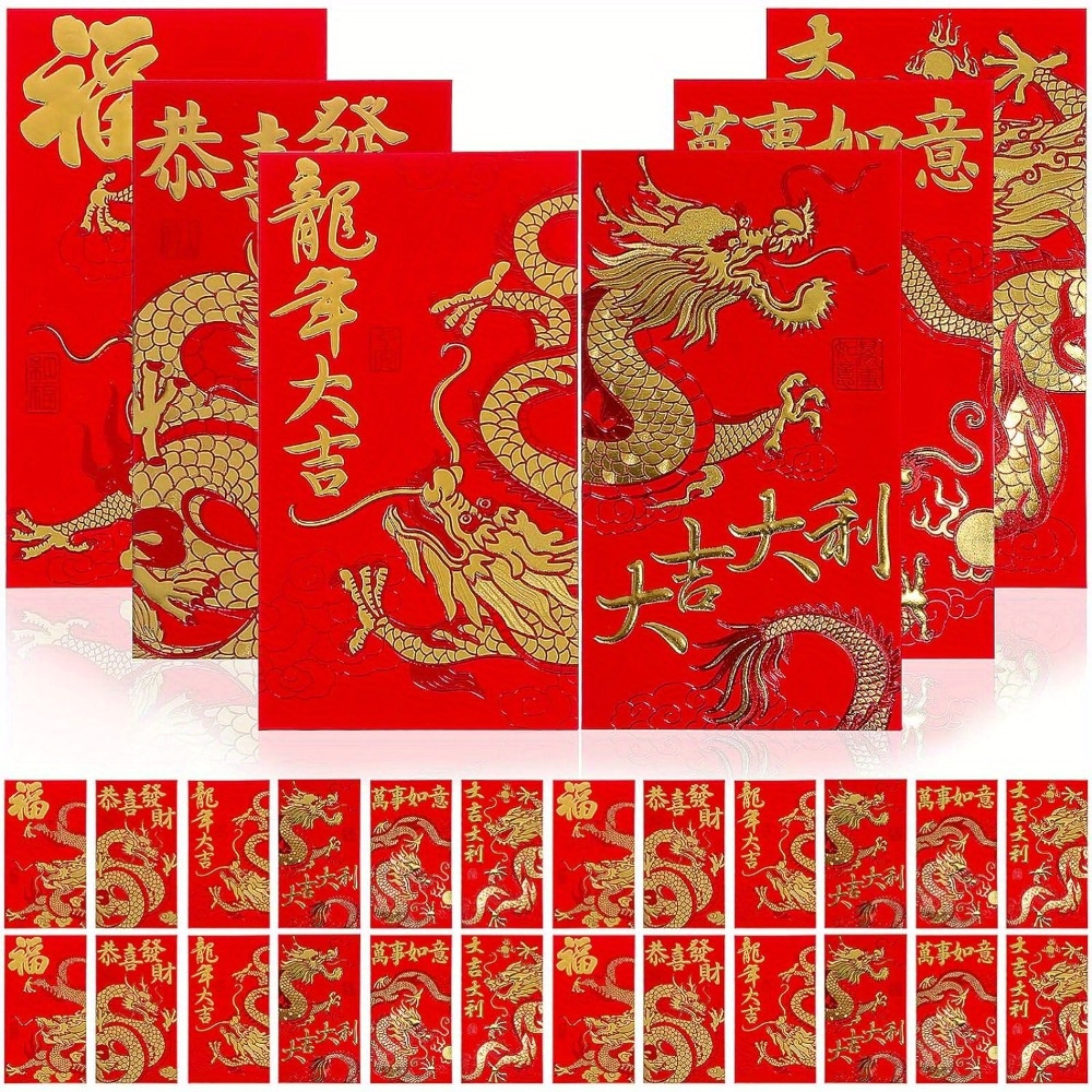 Chinese New Year Red Envelopes 2024 Lunar New Year Of Dragon - Temu