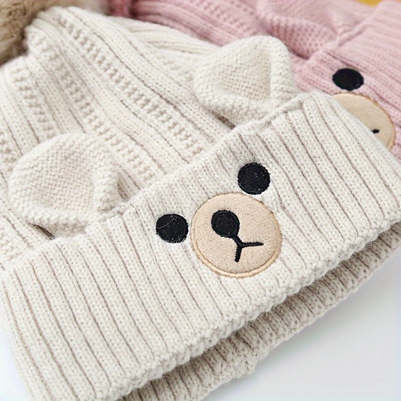 DERCLIVE Enfant en Bas Âge Bébé Filles Garçons Enfants Chaud Hiver Bonnet  en Tricot Écharpe Doux Bonnet Confortable avec Boucle de Cercle Écharpe