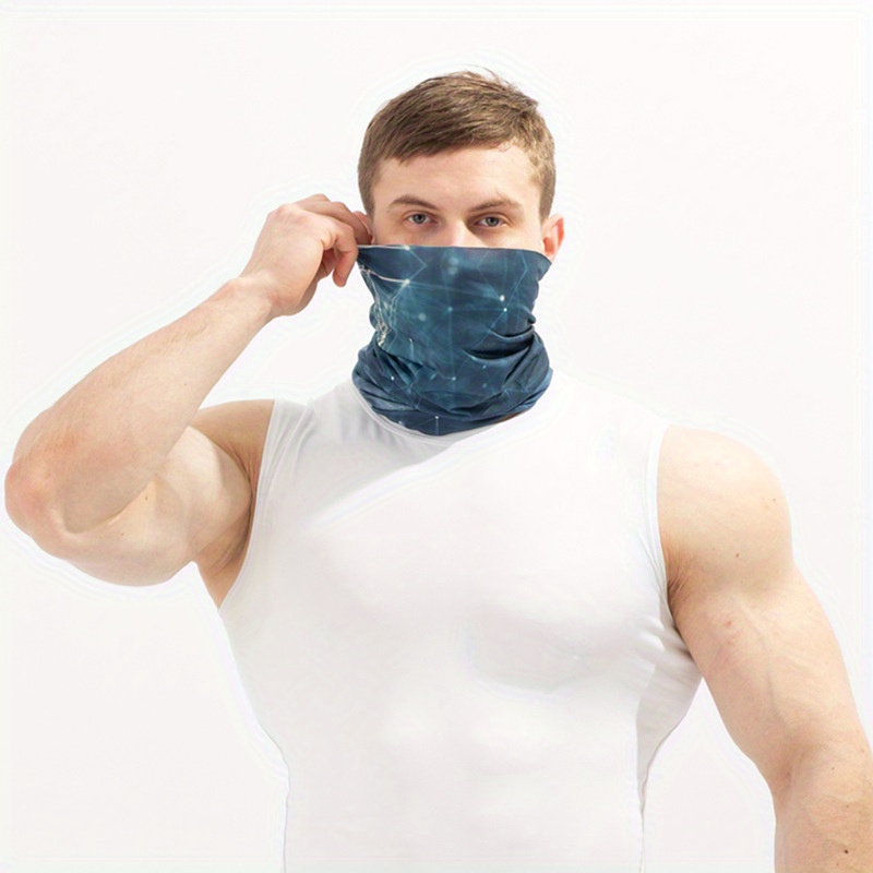 1pc Chinese Styling Ice Silk UV Protection Neck Gaiter Mask, Bandana Face Mask Breathable Sun Face Cover, Buff Balaclava for Fishing Running,Temu