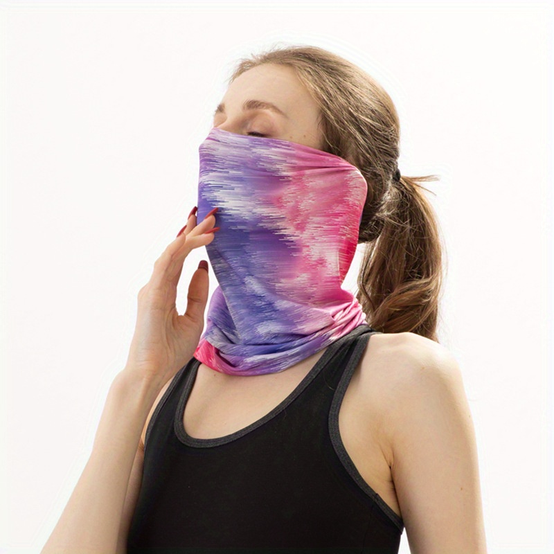 1pc Chinese Styling Ice Silk UV Protection Neck Gaiter Mask, Bandana Face Mask Breathable Sun Face Cover, Buff Balaclava for Fishing Running,Temu
