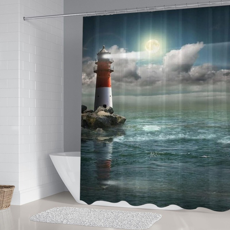  Marine Lighthouse Bridge sea Shower Curtain Hooks