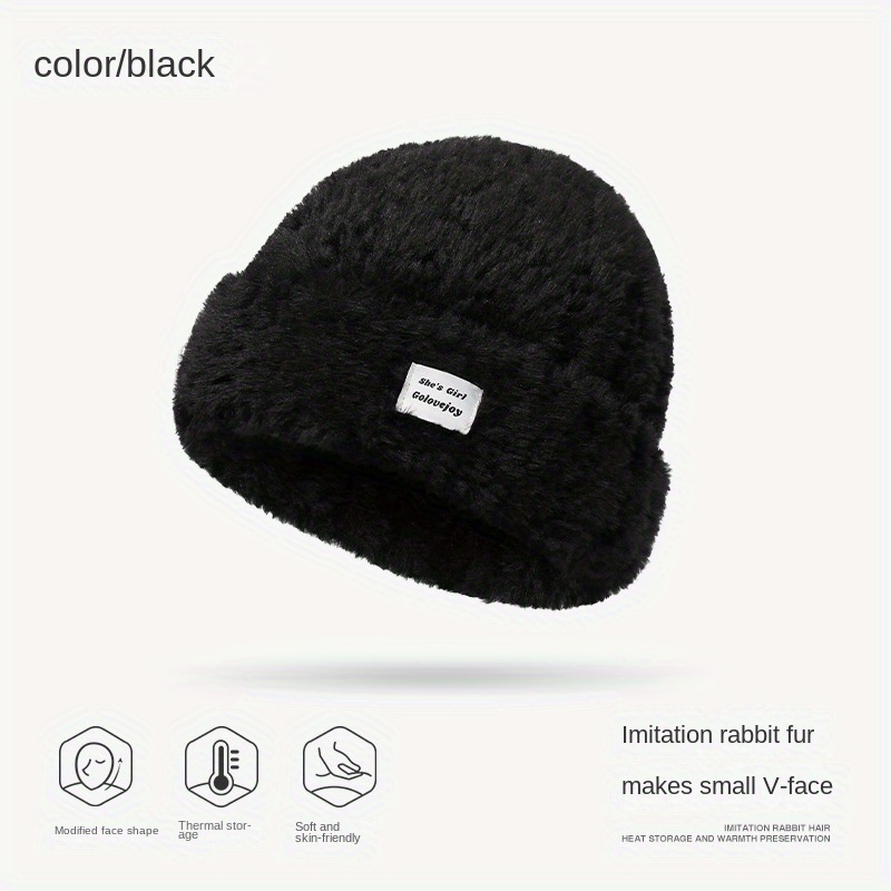 Y2K Gothic Knitted Beanie Bonnet Womens Casual Winter Warmth Hat