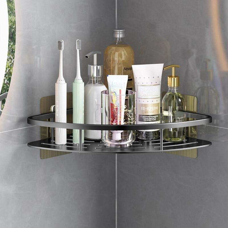 2-Tier Shower Shelves for Tile Walls Corner Shower Basket Silver NO  DRILLING