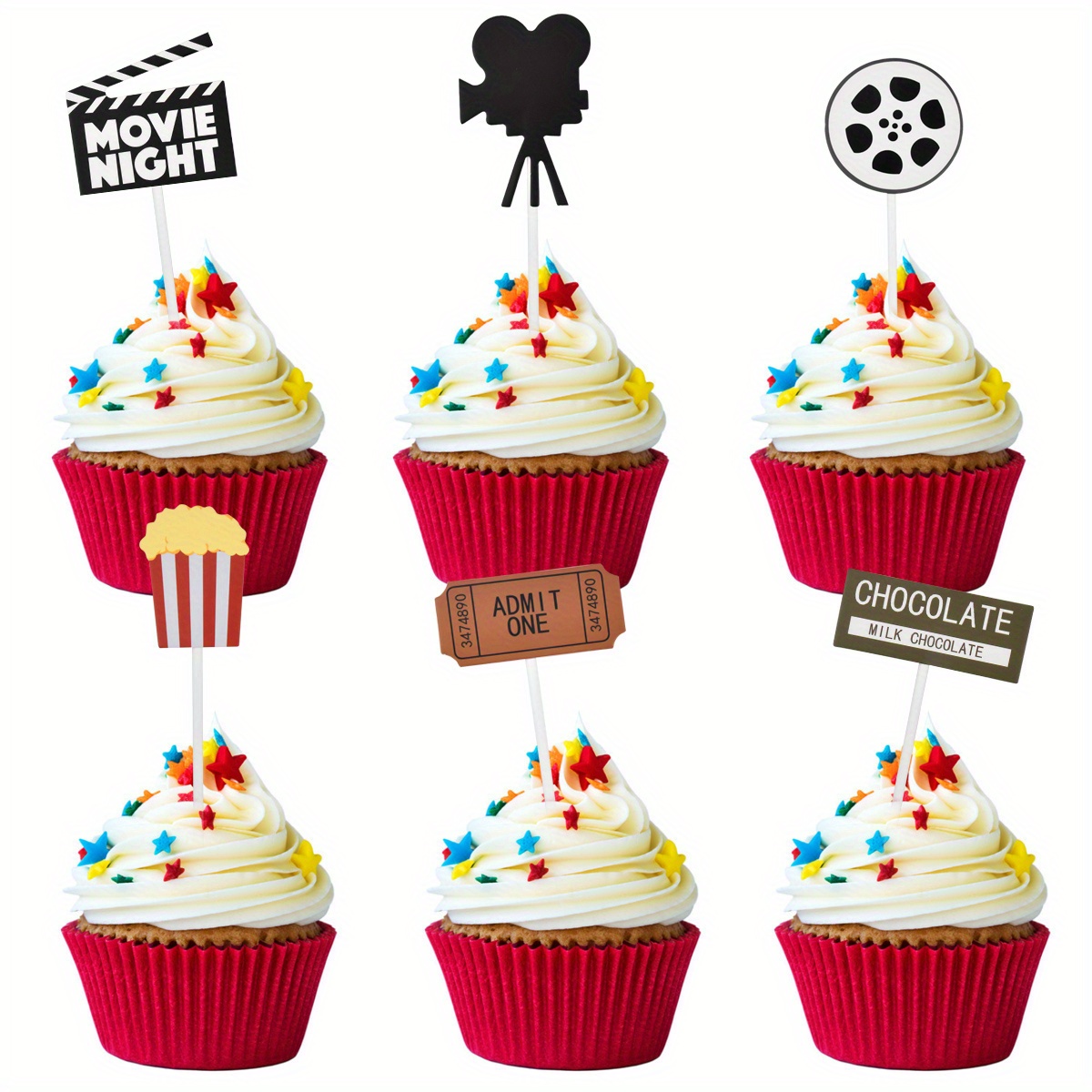 Movie Night Cupcake Toppers Movie/film/cinema - Temu