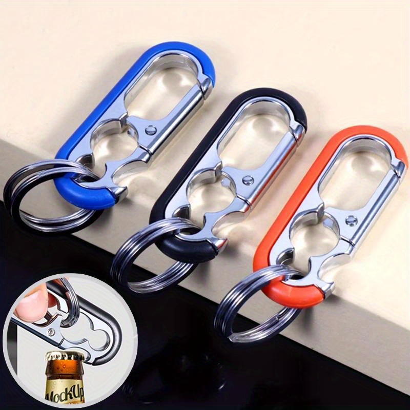 1pc 3pcs Men Keychain Hook Stainless Steel Buckle Bottle Opener Carabiner  Climbing Tool Double Ring Car Fishing Key Ring Car Accessories, Free  Shipping On Items Shipped From Temu