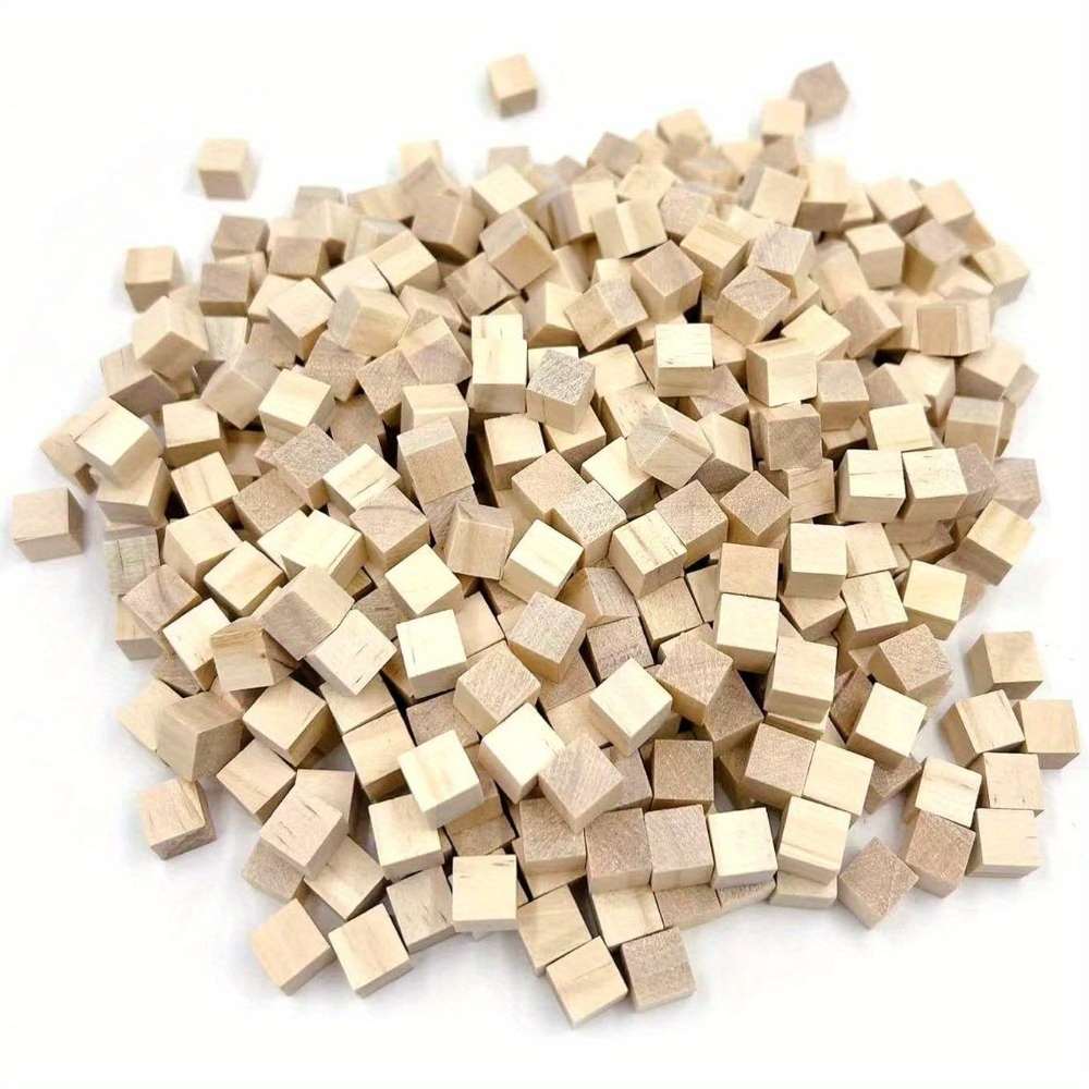 50pcs 0.39inch Unfinished Wooden Blocks Small Wood Cubes, For